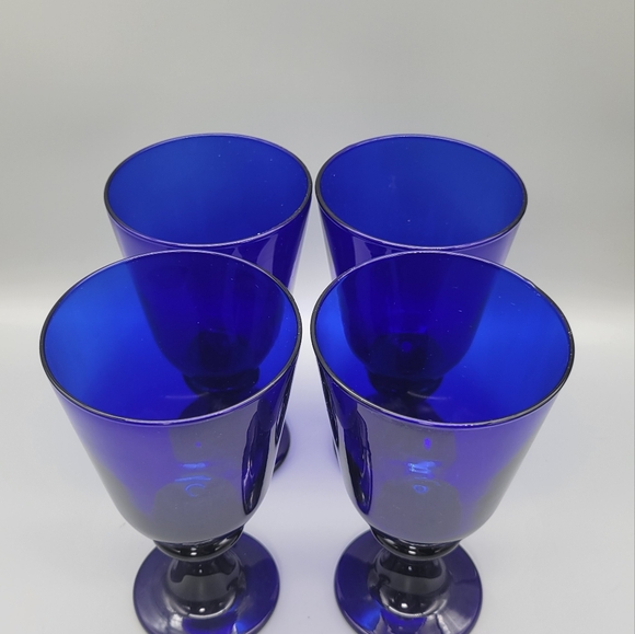 Set of 4 Flare Cobalt Blue Libbey Glass Company Cobalt Blue Glass Water Goblet - Picture 6 of 7